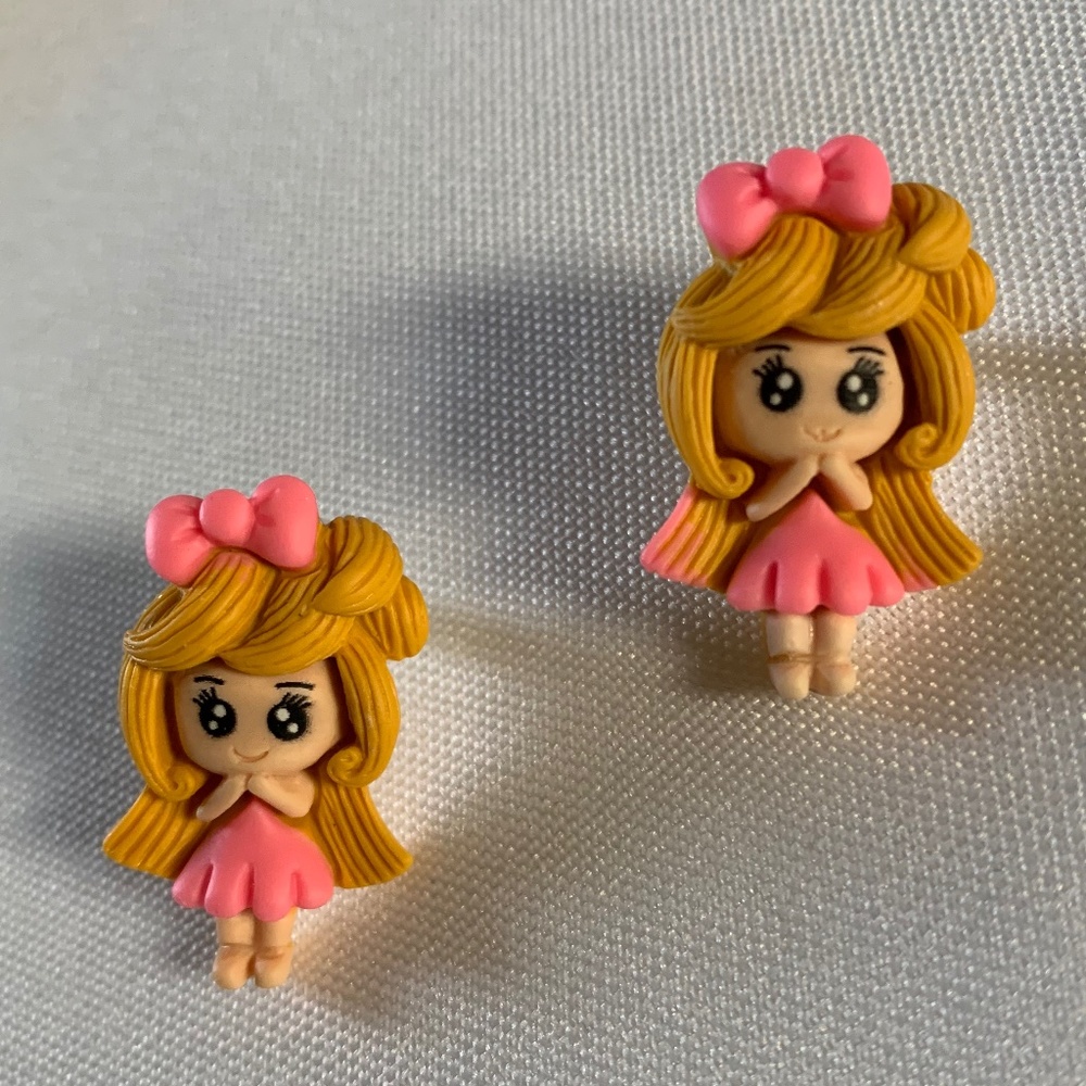 NWT. Handmade Pierced Earrings of Fancy Girls.  For ages 5 and up!